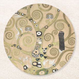 Porta-copo De Papel Redondo A Árvore da Vida, Pintura a Óleo de Gustav Klimt