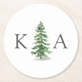 Porta-copo De Papel Redondo A Coleção de Casamentos da Floresta de Pinheiros d