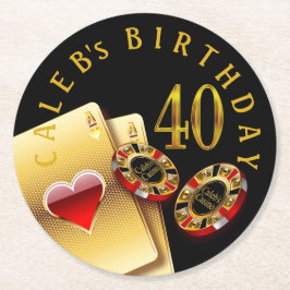 Porta-copo De Papel Redondo A microplaqueta do casino de Vegas PERGUNTA-ME que