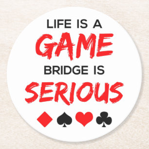 Porta-copo De Papel Redondo A vida é uma ponte de jogo é um jogo de cartas sér