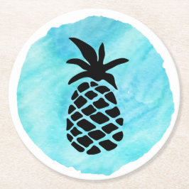 Porta-copo De Papel Redondo Abacaxi Azul Claro