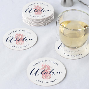 Porta-copo De Papel Redondo Abacaxi De Aquarela Tropical Aloha