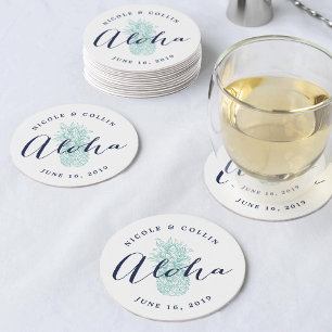 Porta-copo De Papel Redondo Abacaxi De Aquarela Tropical Aloha