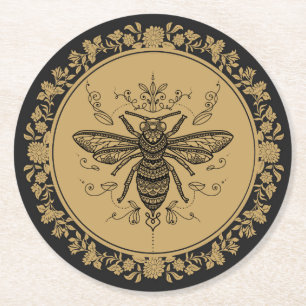Porta-copo De Papel Redondo Abelha Negra rico