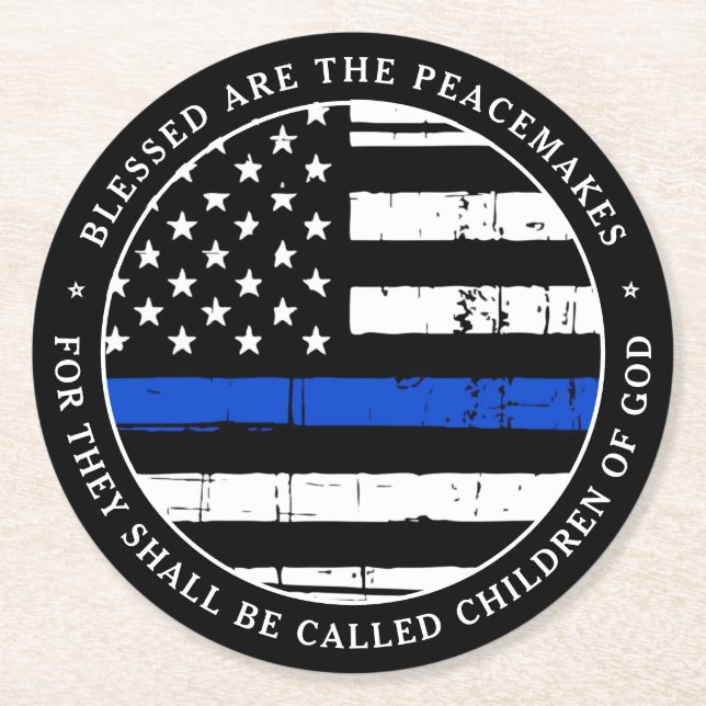 Porta-copo De Papel Redondo Abençoados São O Partido Policial Da Peacemakers (Frente)
