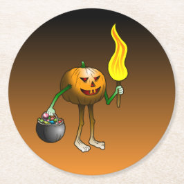 Porta-copo De Papel Redondo Abóbora com Porta copos de torção