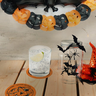 Porta-copo De Papel Redondo Abóbora Jack-o-Lantern Vintage Halloween Personali