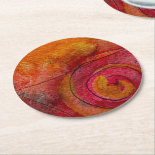 Porta-copo De Papel Redondo Abstrato de Padrão Bonito De Cores De Água E Tinta