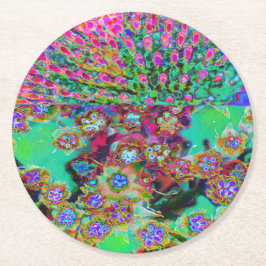 Porta-copo De Papel Redondo Abstrato psicodélico Groovy Roxo Sedum