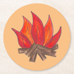Porta-copo De Papel Redondo Acampamento Vermelho Laranja Campanha de Fogo Fogo