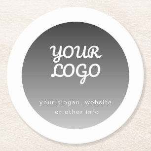 Porta-copo De Papel Redondo Adicionar logotipo   Borda branca gradiente cinza 