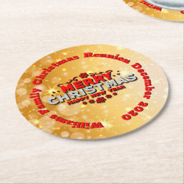 Porta-copo De Papel Redondo Adicionar Nome Ano Correspondente Feliz Natal