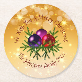 Porta-copo De Papel Redondo Adicionar Nome Correspondente ao Natal no Dourado 