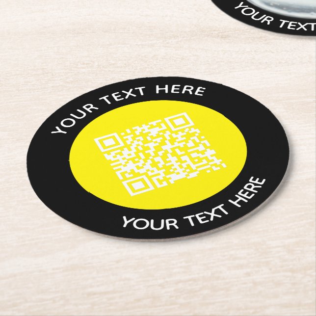 Porta-copo De Papel Redondo Adicionar seu próprio texto circular de código QR  (Angulado)