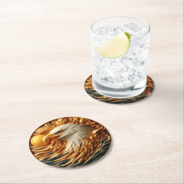 Porta-copo De Papel Redondo Águia Majestosa Agarrando uma Bola