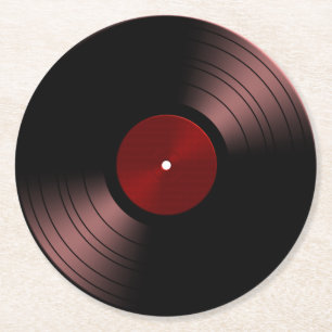 Porta-copo De Papel Redondo Álbum Retro Vinil Record dos anos 60