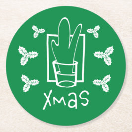 Porta-copo De Papel Redondo Alegre Natal Christmas Coaster