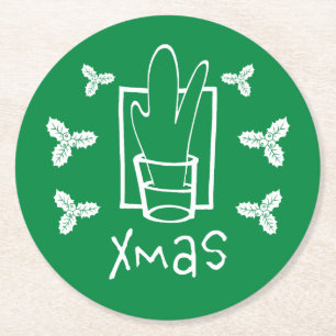 Porta-copo De Papel Redondo Alegre Natal Christmas Coaster