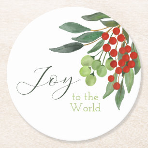 Porta-copo De Papel Redondo Alegria ao Natal Festivo da Holly