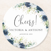 Alemão Azul Floral Casamento Brinde Rodada Base de