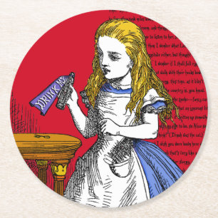 Porta-copo De Papel Redondo + Alice no País das Maravilhas + Porta copos redon