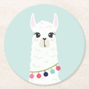 Porta-copo De Papel Redondo Alpaca Branca Adorável