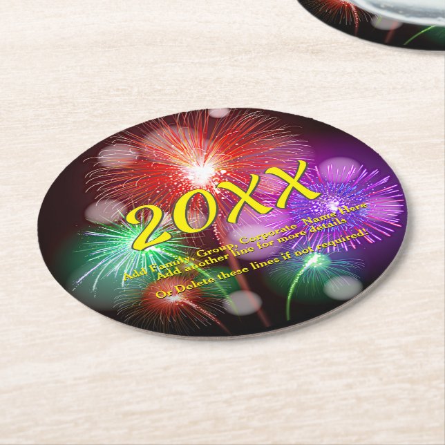 Porta-copo De Papel Redondo Alterar Ano, Adicionar Qualquer Nome Texto Novo An (Angulado)