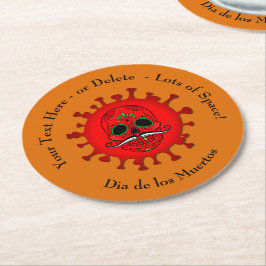 Porta-copo De Papel Redondo Alterar QUALQUER Texto do los Muertos Vermelho - L