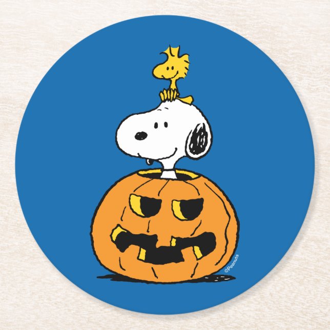 Porta-copo De Papel Redondo Amendoins | Pumpkin de Pop de Snoopy & Woodstock (Frente)
