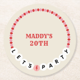 Porta-copo De Papel Redondo Amizade do Partido do vamos Bracelet Vermelho Rosa