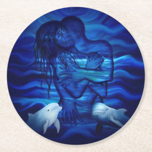 Porta-copo De Papel Redondo Amor, Passion act - par com Dolphin pair