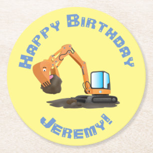 Porta-copo De Papel Redondo Animador de escavação laranja-branca
