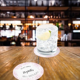 Porta-copo De Papel Redondo Aniversário branco cor-de-rosa