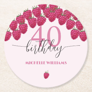 Porta-copo De Papel Redondo Aniversário da Caligrafia por Aquarela Rosa