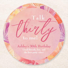 Porta-copo De Papel Redondo aniversário de 30 anos fala 30 comigo