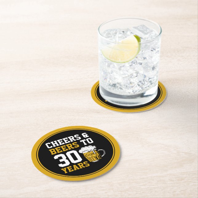 Porta-copo De Papel Redondo aniversário de 30 anos para saudações e cervejas a (Insitu)