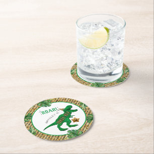 Porta-copo De Papel Redondo Aniversário de 3 anos de Dinossauro Três Rex