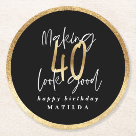 Porta-copo De Papel Redondo Aniversário de 40 anos de tipografia moderna a pre