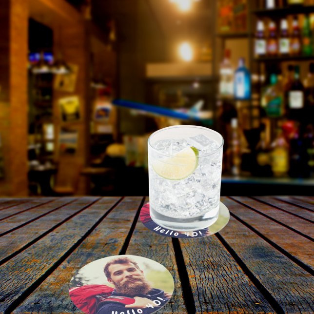 Porta-copo De Papel Redondo aniversário de 40 anos personalizado foto saudação (Criador carregado)