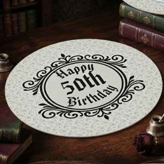 Porta-copo De Papel Redondo Aniversário de 50 anos Moody Onyx Barroco