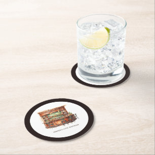 Porta-copo De Papel Redondo Aniversário do bar Adulto Qualquer Idade Personali