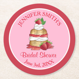 Porta-copo De Papel Redondo Aniversário do Chá de panela do Bolo de Morango