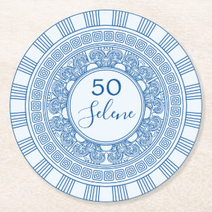 Porta-copo De Papel Redondo Aniversário elegante grego ou romano com cores per