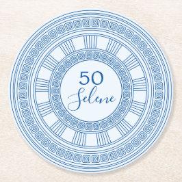 Porta-copo De Papel Redondo Aniversário grego ou romano elegante com cores per