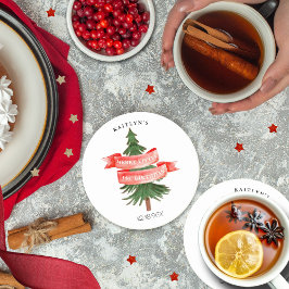 Porta-copo De Papel Redondo Aniversário Pequeno da Feliz de Pinheiros com Aqua