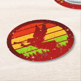 Porta-copo De Papel Redondo Anjo do Sunset da Imagem Retroativa com Papel Quad