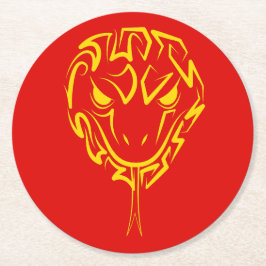 Porta-copo De Papel Redondo Ano Novo Lunar Chinês do Cobra 2025 4723 Madeira