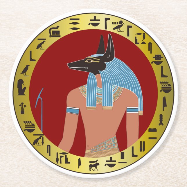 Porta-copo De Papel Redondo Anubis, Deus Egípcio (Frente)