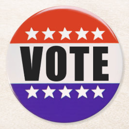 Porta-copo De Papel Redondo Apenas vote Portas copos redondas