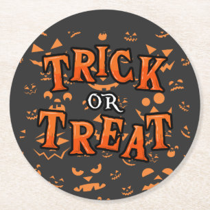 Porta-copo De Papel Redondo Apoio de Papel Halloween 'Trick or Treat'
